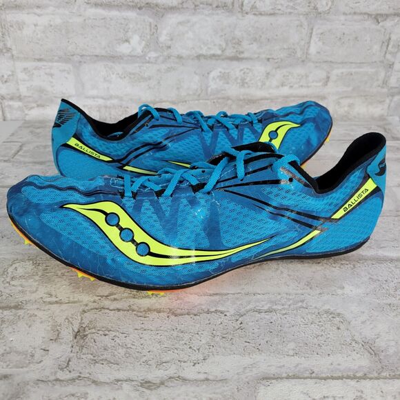 Saucony Men's Ballista Track Spike Racing Running Shoes Blue Citron Size 12 - Picture 1 of 11